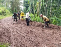 Sinergi Babinsa dan Warga Buka Akses Jalan yang Tertutup Longsor di Desa Palangsari