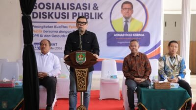 Pemerintah Kabupaten Asahan menggelar kegiatan Sosialisasi dan Diskusi Publik Peningkatan Kualitas Pelayanan Publik bekerja sama dengan Komisi II DPR RI dan Ombudsman RI, Jumat (08/05/2026). (Foto: ist).