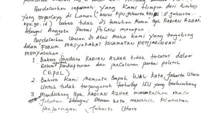 Forum Lintas Ormas Penjaringan Beri Dukungan Penuh kepada Radian Azhar