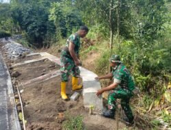 TMMD 128 Rampungkan TPT Desa Brabe untuk Cegah Longsor