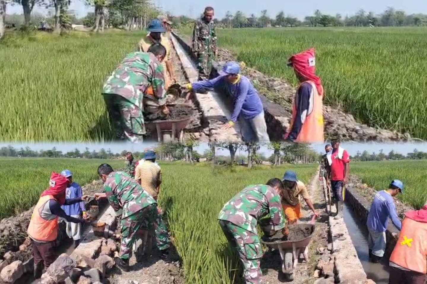 Babinsa dan Warga Slambrit Gotong Royong Bangun Saluran Irigasi Demi Kelancaran Pertanian