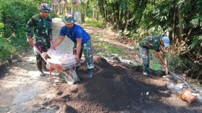 Pembangunan tembok penahan tanah atau TPT di Dusun Klagin, Desa Brabe, Kecamatan Maron, Kabupaten Probolinggo telah mencapai progres 95 persen. (Foto: ist)