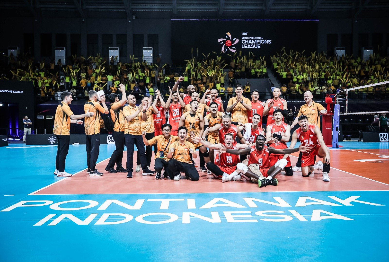 Jakarta Bhayangkara Presisi sukses membuka langkah di AVC Men’s Volleyball Champions League 2026 dengan kemenangan meyakinkan atas Zhaiyk. (Foto: ist).