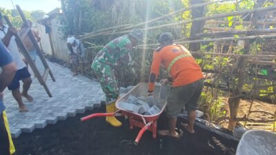 Program pavingisasi jalan desa sepanjang 600 meter di Dusun Klagin Desa Brabe, Kecamatan Maron, Kabupaten Probolinggo telah selesai dikerjakan 400 meter. (Foto: ist)