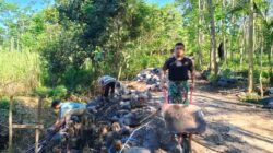 Deretan batu yang tersusun rapi di sisi jalan Dusun Klagin RT 19 RW 07 Desa Brabe, Kecamatan Maron, menjadi tanda bahwa pembangunan Tanggul Penahan Tanah (TPT) dalam program TMMD Ke-128 Kodim 0820/Probolinggo hampir selesai. (Foto: ist)