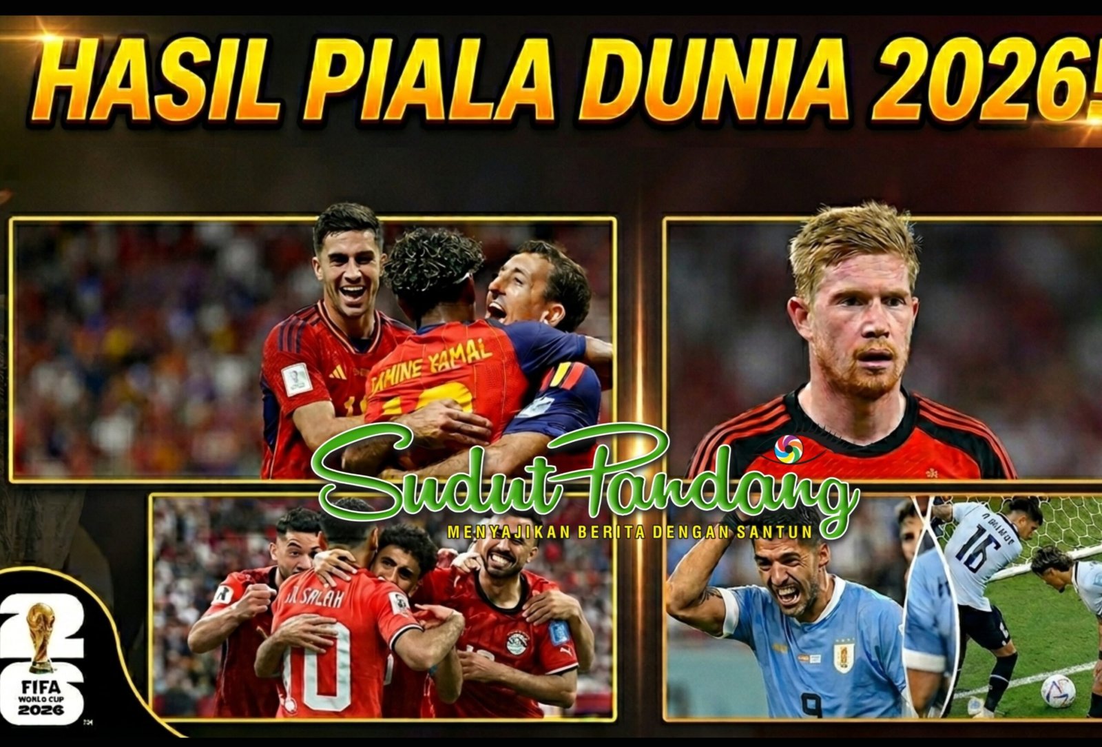 Hasil Piala Dunia 2026: Spanyol Pesta Gol, Mesir Comeback, Belgia dan Uruguay Tertahan