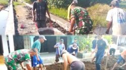 Perkuat Ketahanan Pangan, Babinsa Gunungsari Bersama Masyarakat Benahi Jalan dan Tanggul Persawahan