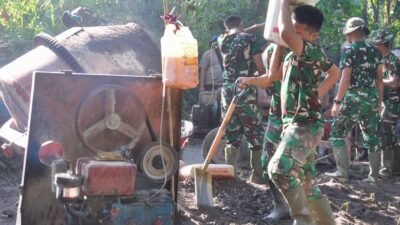 Satgas TMMD 129 Kodim Lumajang Optimalkan Mesin Molen untuk Percepat Pembangunan Rabat Jalan