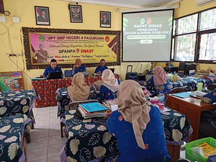 UPT SMP Negeri 4 Pasuruan Gelar Rapat Dinas Persiapan Tahun Ajaran 2026/2027