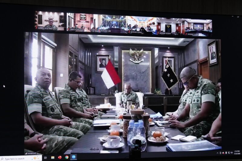 Membangun Satuan yang Adaptif, Irdam V/Brawijaya Ikuti Rapat Virtual Evaluasi Pembentukan Brigif dan Yonif TP