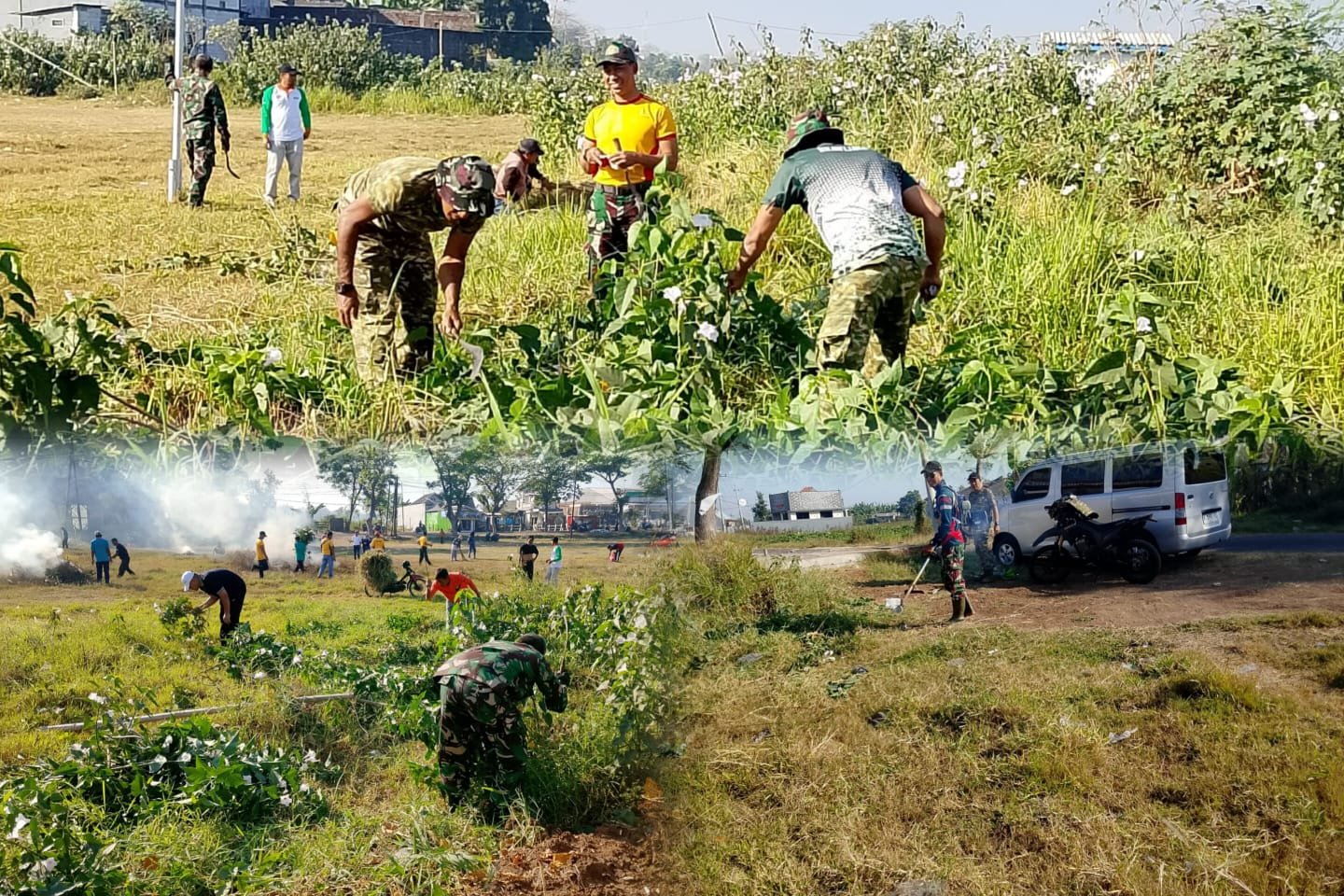 Sinergi TNI, Polri dan Warga Warnai Kerja Bakti Massal di Lapangan Jatirejo Lekok