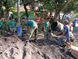 TMMD 129 Kebut Rabat Beton Jalan di Lumajang