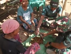 Satgas TMMD Ke-129 Turun Tangan Bantu Petani Olah Panen Kopi