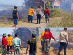 Lahan Kosong Terbakar, Babinsa dan Warga Sigap Padamkan Api