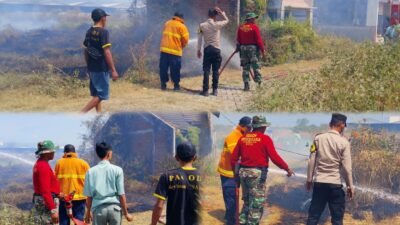 Lahan Kosong Terbakar, Babinsa dan Warga Sigap Padamkan Api