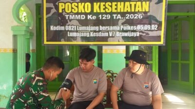 Pemeriksaan Kesehatan Rutin Jaga Satgas TMMD ke-129 Kodim 0821 Lumajang Tetap Prima