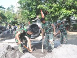TMMD Lumajang Kebut Pengecoran Jalan Rabat Beton