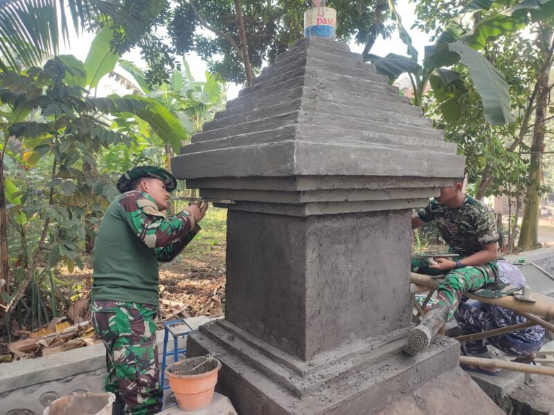 Finishing Tugu Brawijaya, Peltu Hermawan Pastikan Hasil Karya TMMD Tampil Rapi