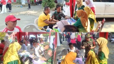 Semarak HUT RI ke-81, Koramil Kejayan Ikuti Senam dan Cek Kesehatan Bersama