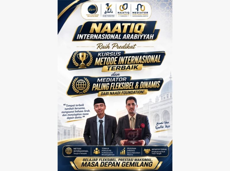 Naatiq Internasional Arabiyyah Raih Predikat Kursus dengan Metode Internasional Terbaik
