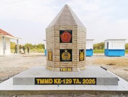 Tugu TMMD 129 Bojonegoro Berdiri Kokoh  di Rest Area Terpadu Desa Kesongo