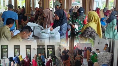 Wujud Kepedulian ke Warga, Babinsa Bangil Kawal Penyaluran Bantuan Pangan