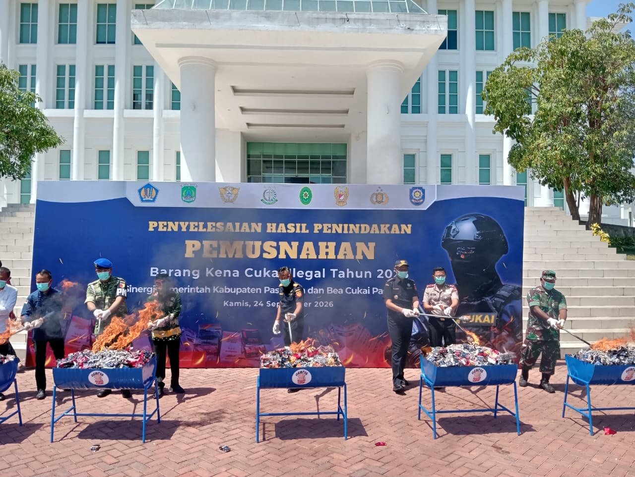 Barang Kena Cukai Ilegal Dimusnahkan, Pabung 0819 Dukung Penegakan Hukum