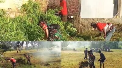 Babinsa Hadir di Tengah Warga, Gotong Royong Bersihkan Lingkungan Desa