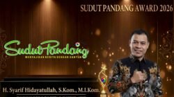 Syarif Hidayatullah Raih Sudut Pandang Award 2026 sebagai Tokoh Pers Digital Inspiratif