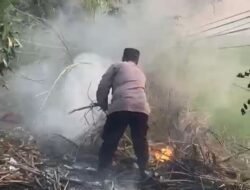 Polsek Buduran Gerak Cepat Tangani Kebakaran Lahan di Prasung