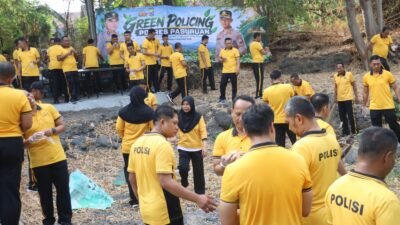 Polres Pasuruan Gelar Olahraga Bersama dan Green Policing, Bersihkan Sungai Bekacak